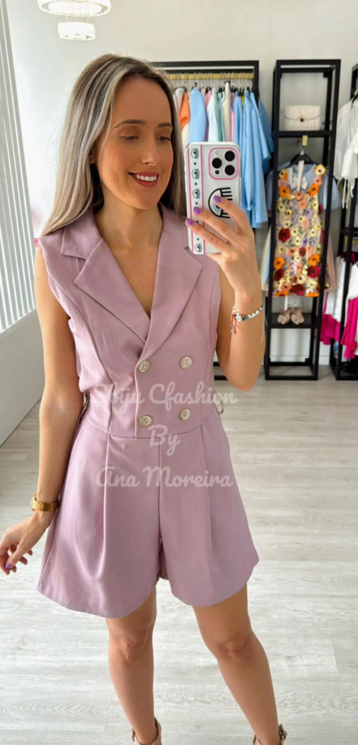 Macacão Calção em Tecido com Cinto 9