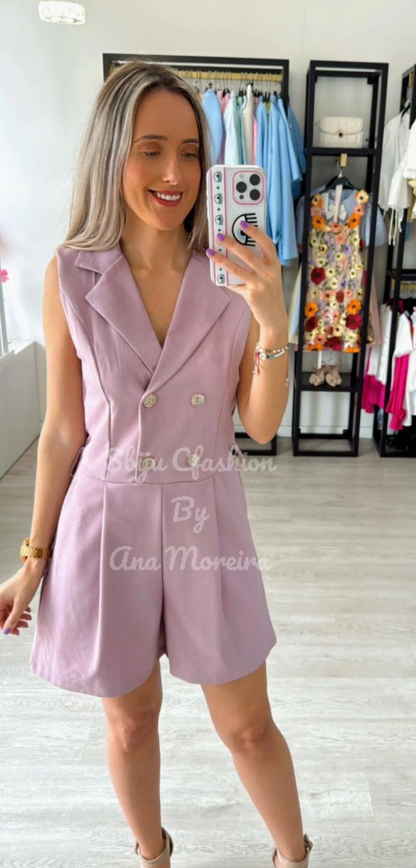 Macacão Calção em Tecido com Cinto 10