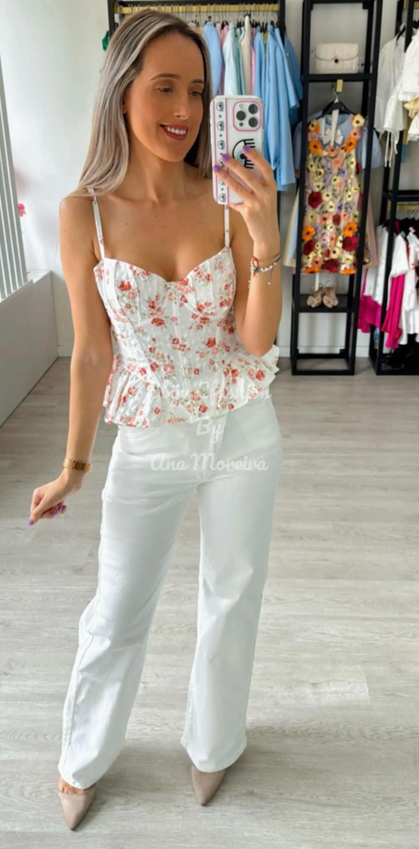 Top de Alça Estampado Cruzado nas Costas 1