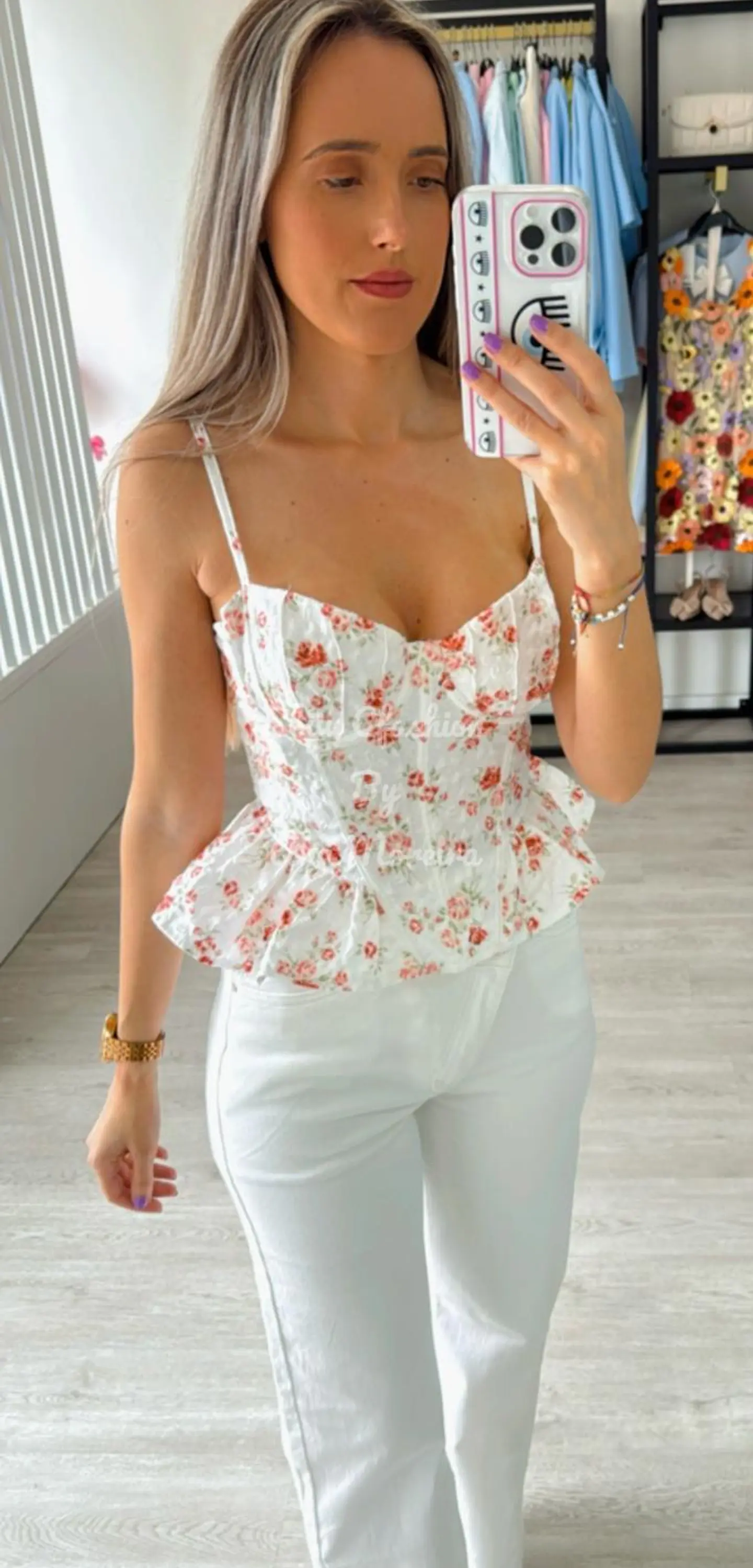 Top de Alça Estampado Cruzado nas Costas 4