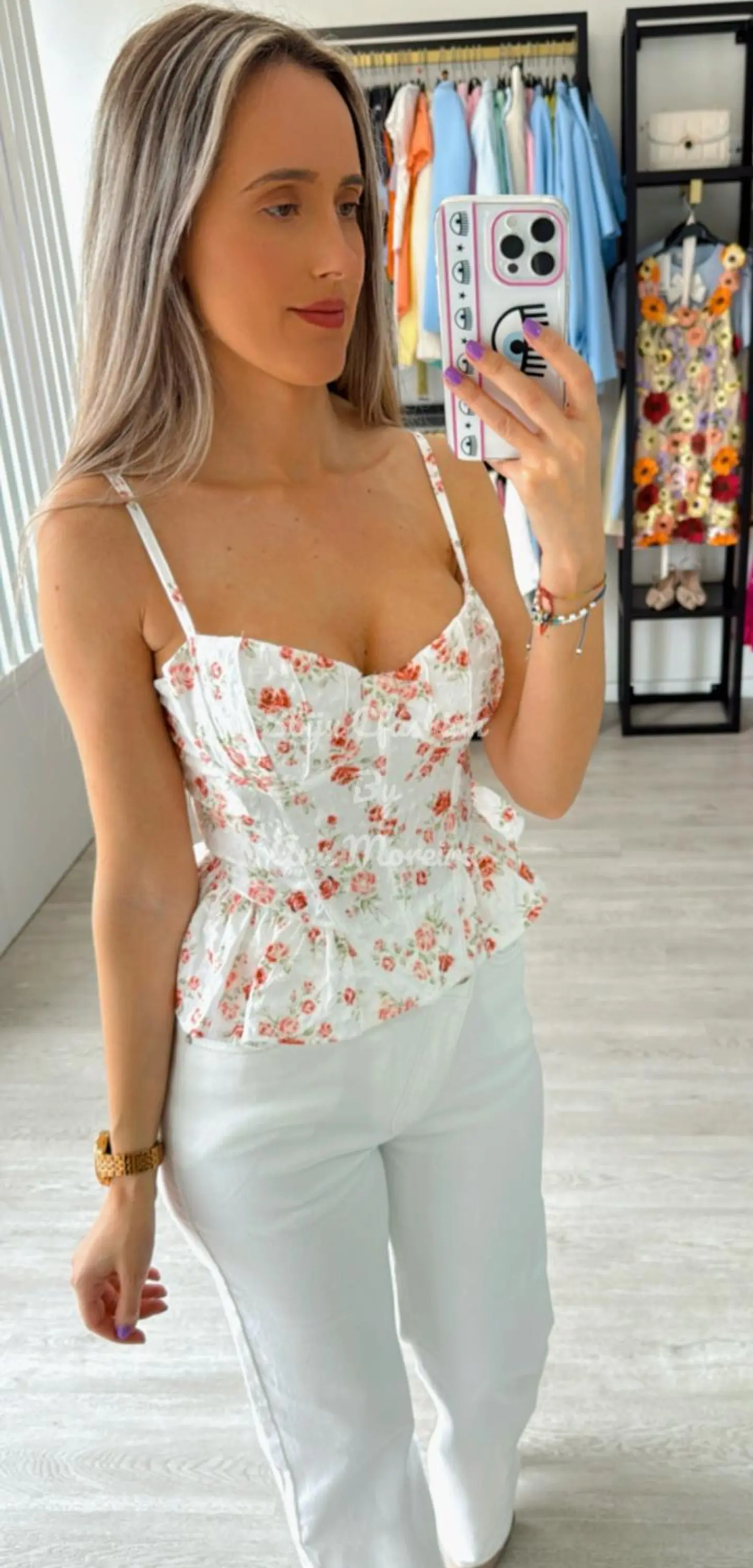 Top de Alça Estampado Cruzado nas Costas 5