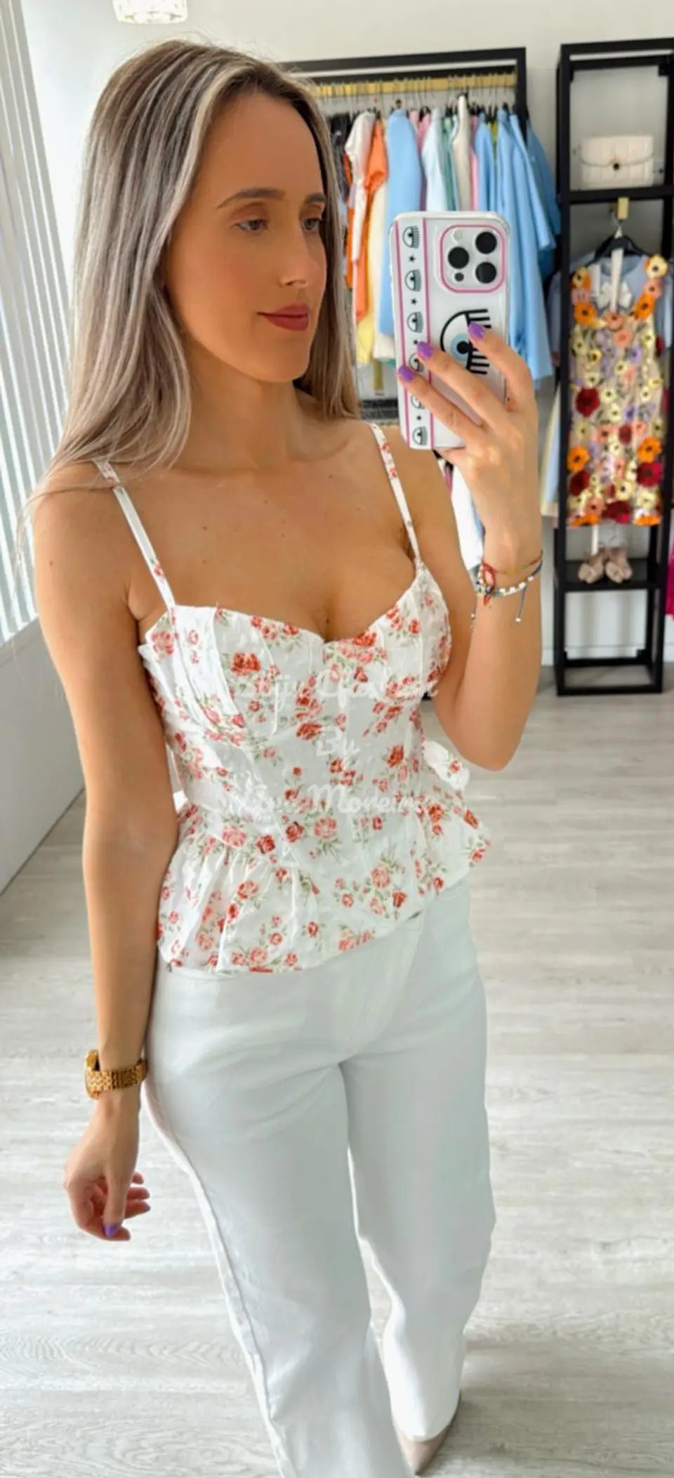 Top de Alça Estampado Cruzado nas Costas 5