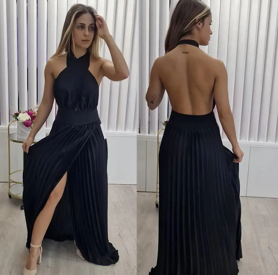 Vestido Acetinado com Racha 8