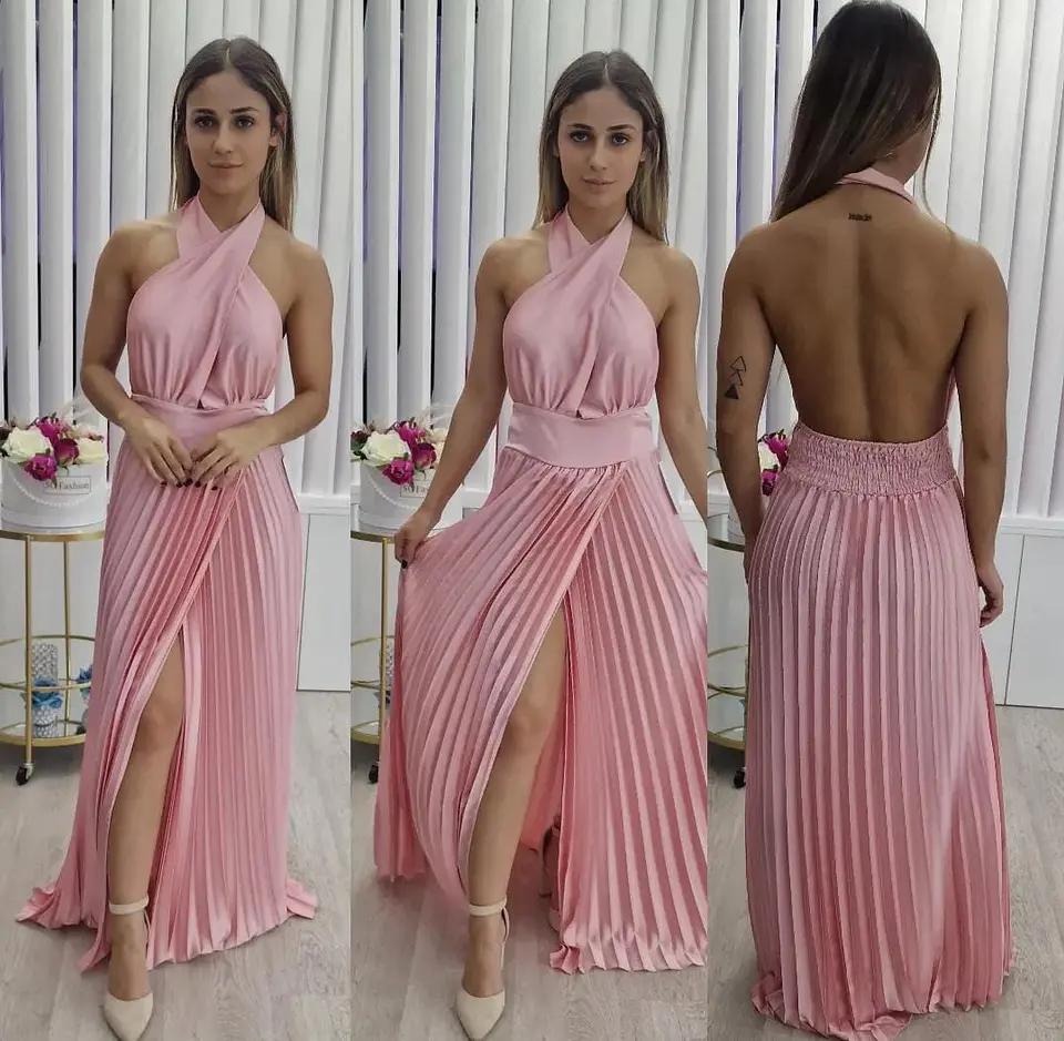 Vestido Acetinado com Racha 7