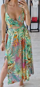 Vestido de Dupla Alça Florido com Abertura na Barriga - Thumbnail 3