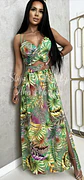 Vestido de Dupla Alça Florido com Abertura na Barriga - Thumbnail 4
