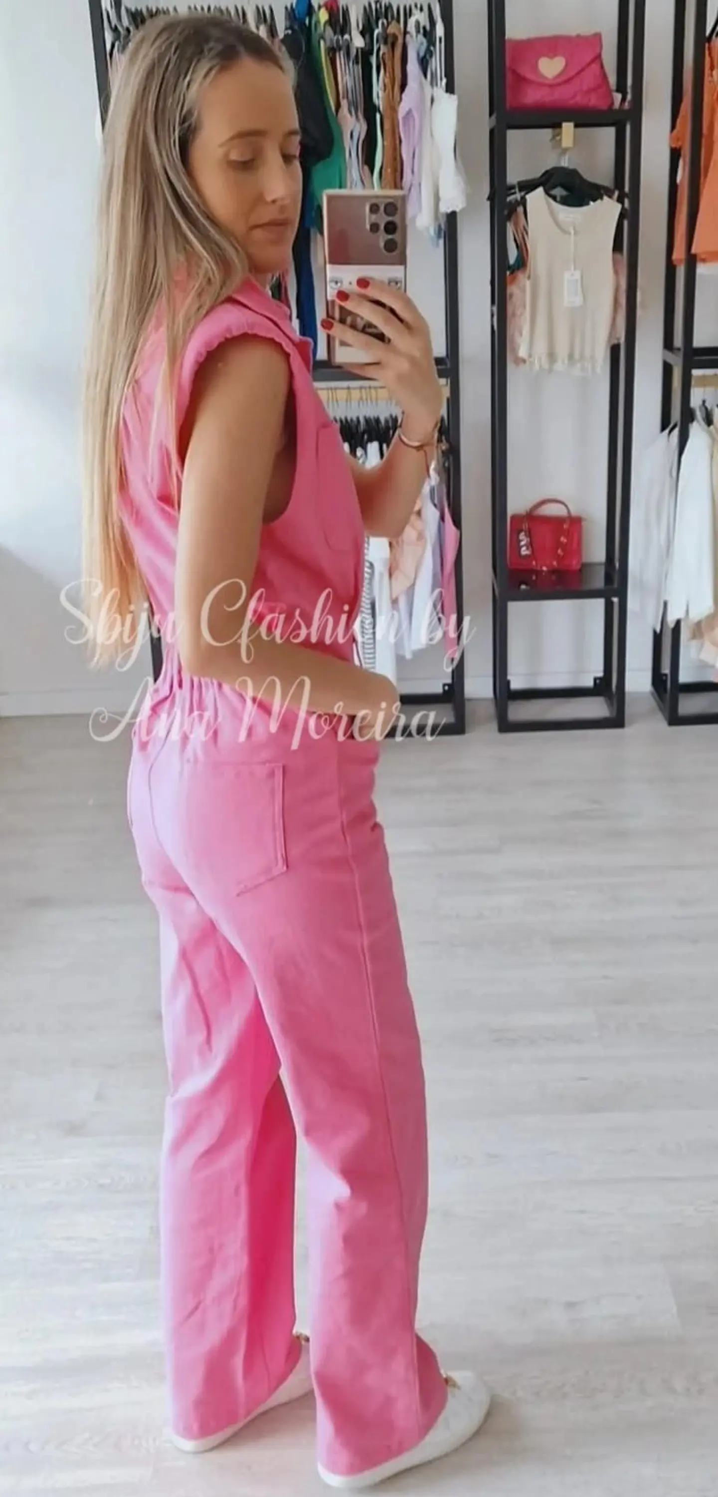 Macacão rosa de ganga 2