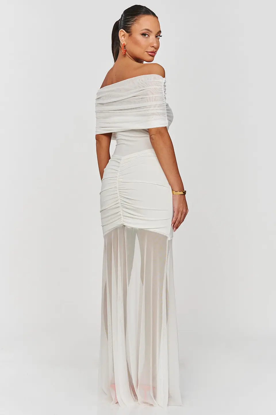 Vestido comprido justo com transparência e efeito push-up 9