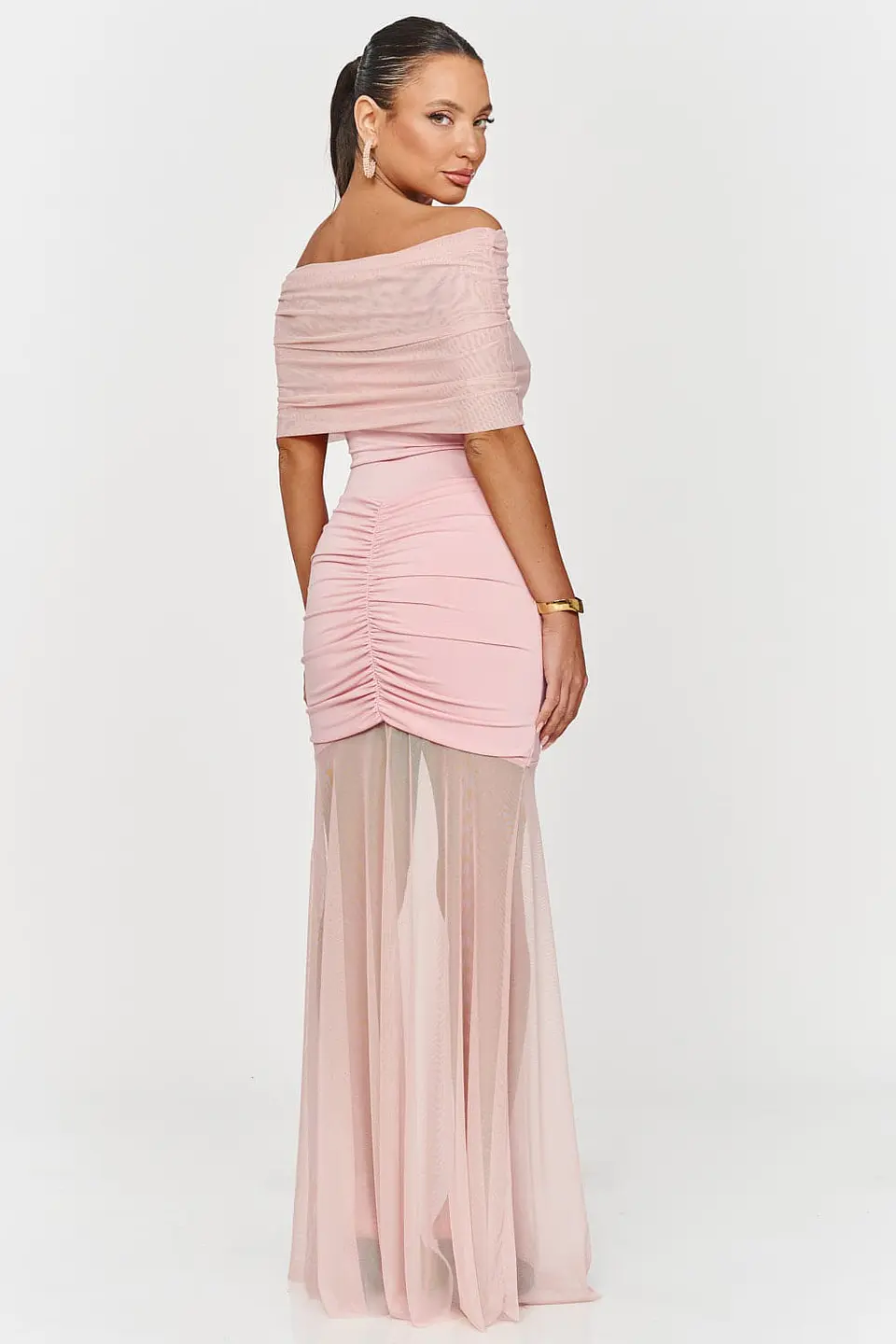 Vestido comprido justo com transparência e efeito push-up 7