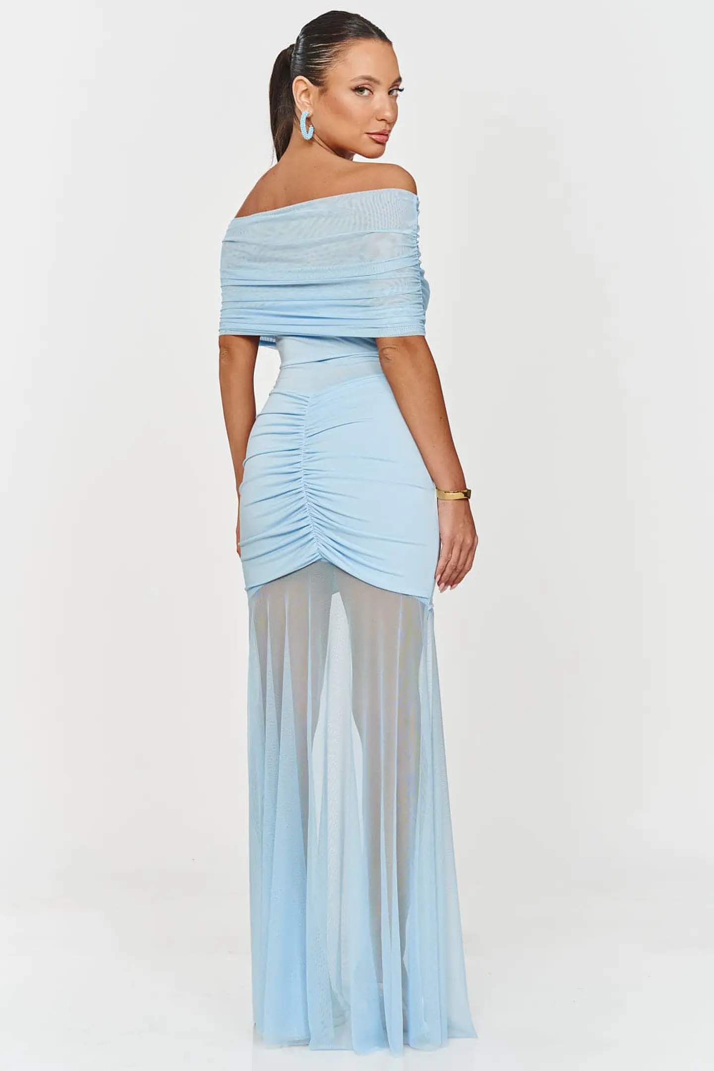 Vestido comprido justo com transparência e efeito push-up 2