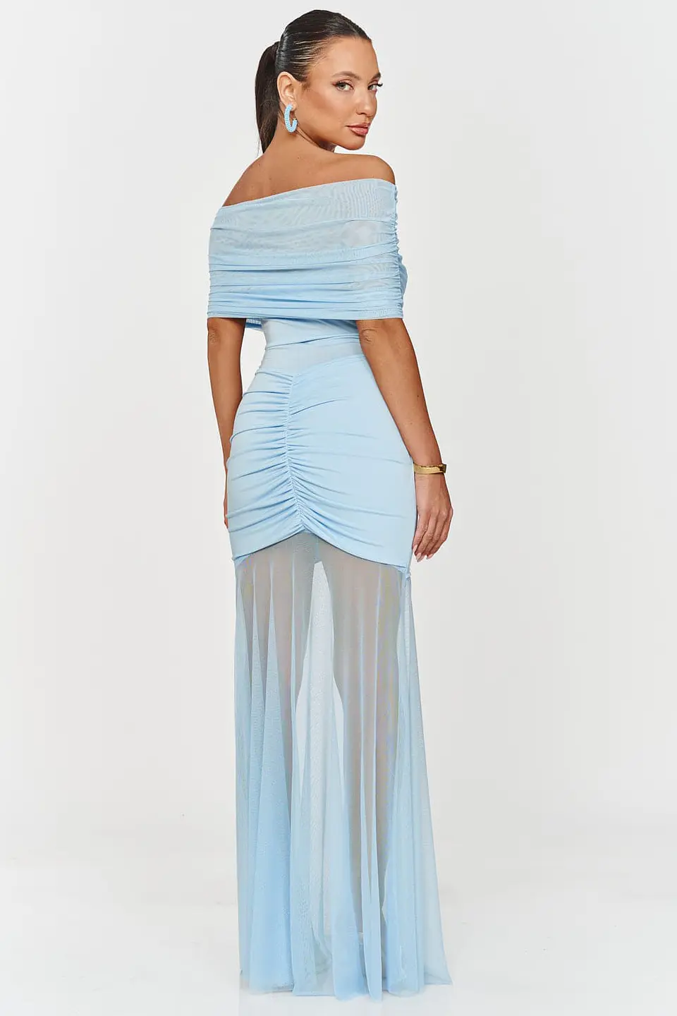 Vestido comprido justo com transparência e efeito push-up 2