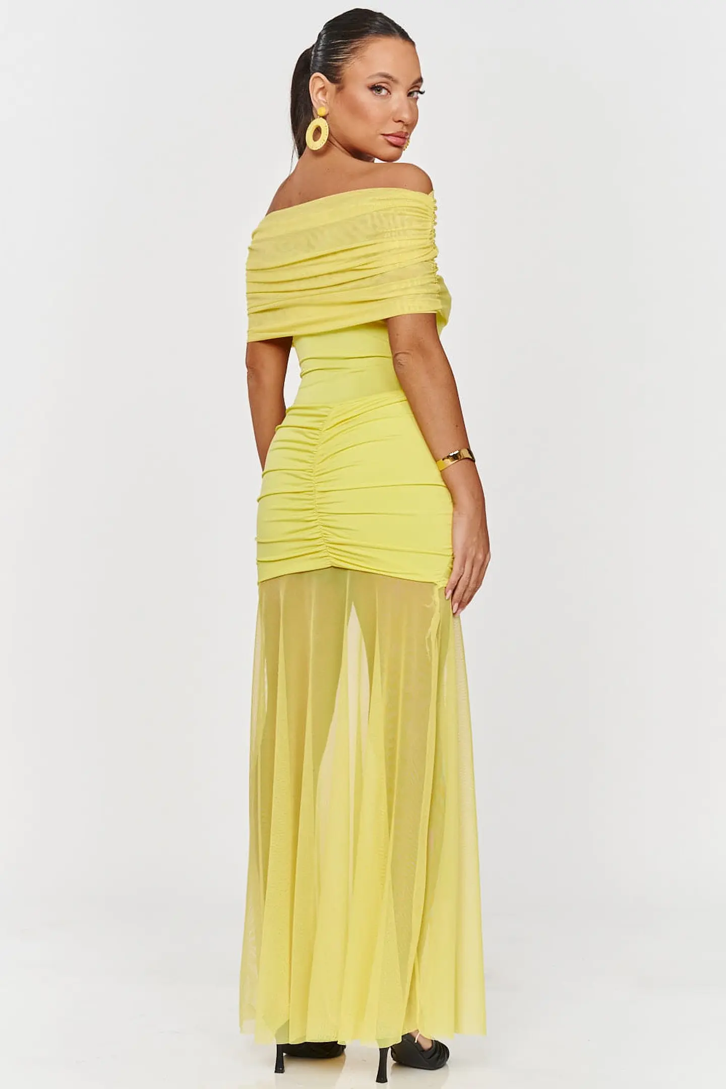 Vestido comprido justo com transparência e efeito push-up 16