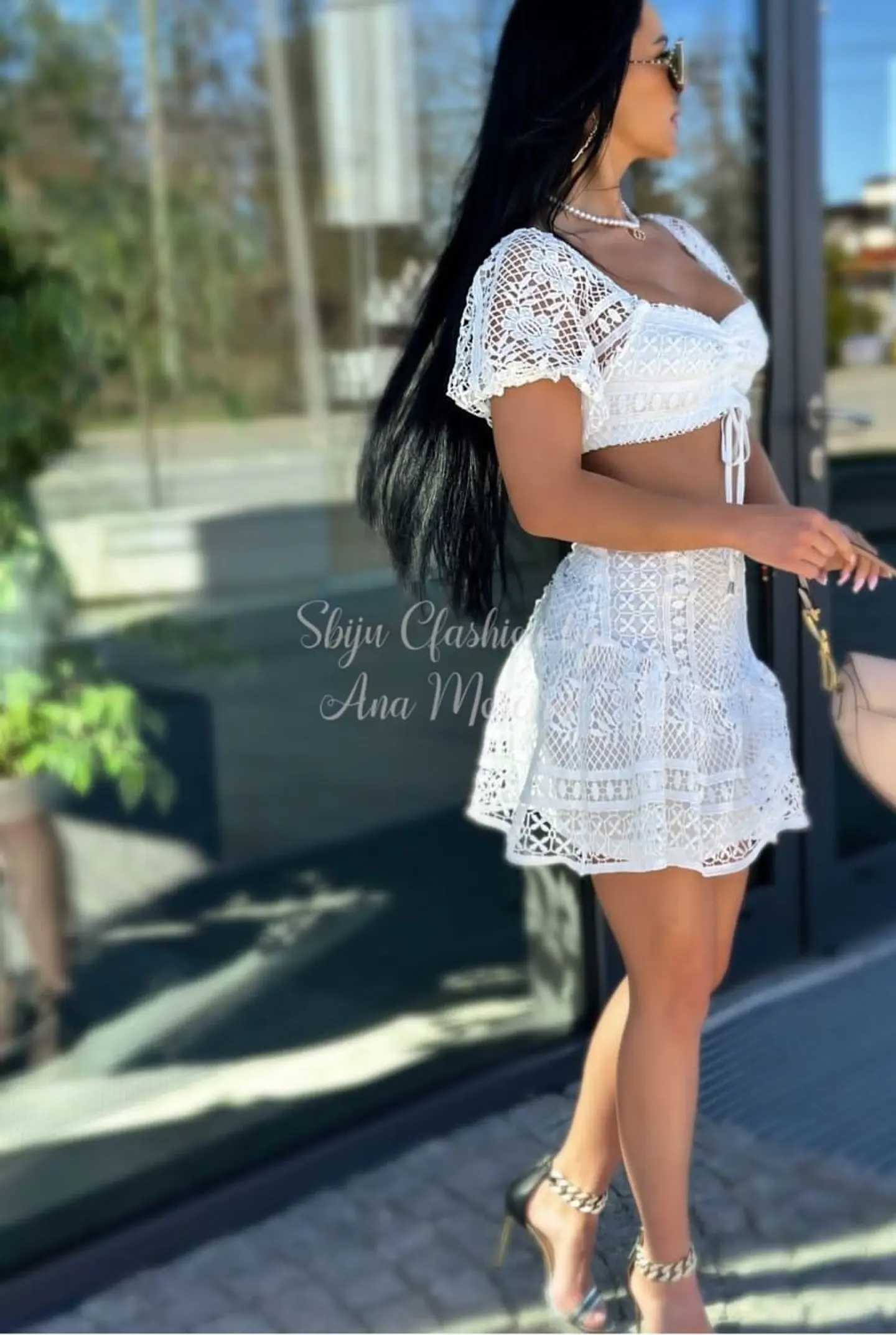 Conjunto em renda: saia e top 9