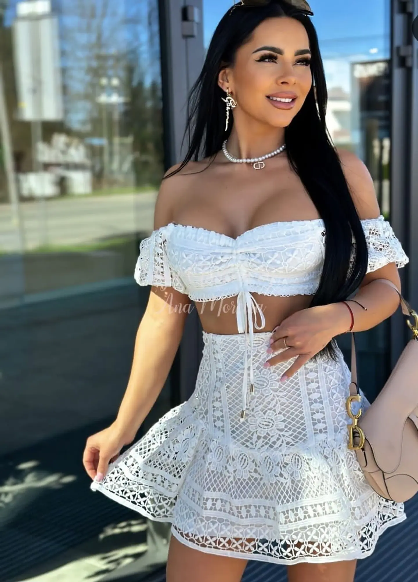 Conjunto em renda: saia e top 11