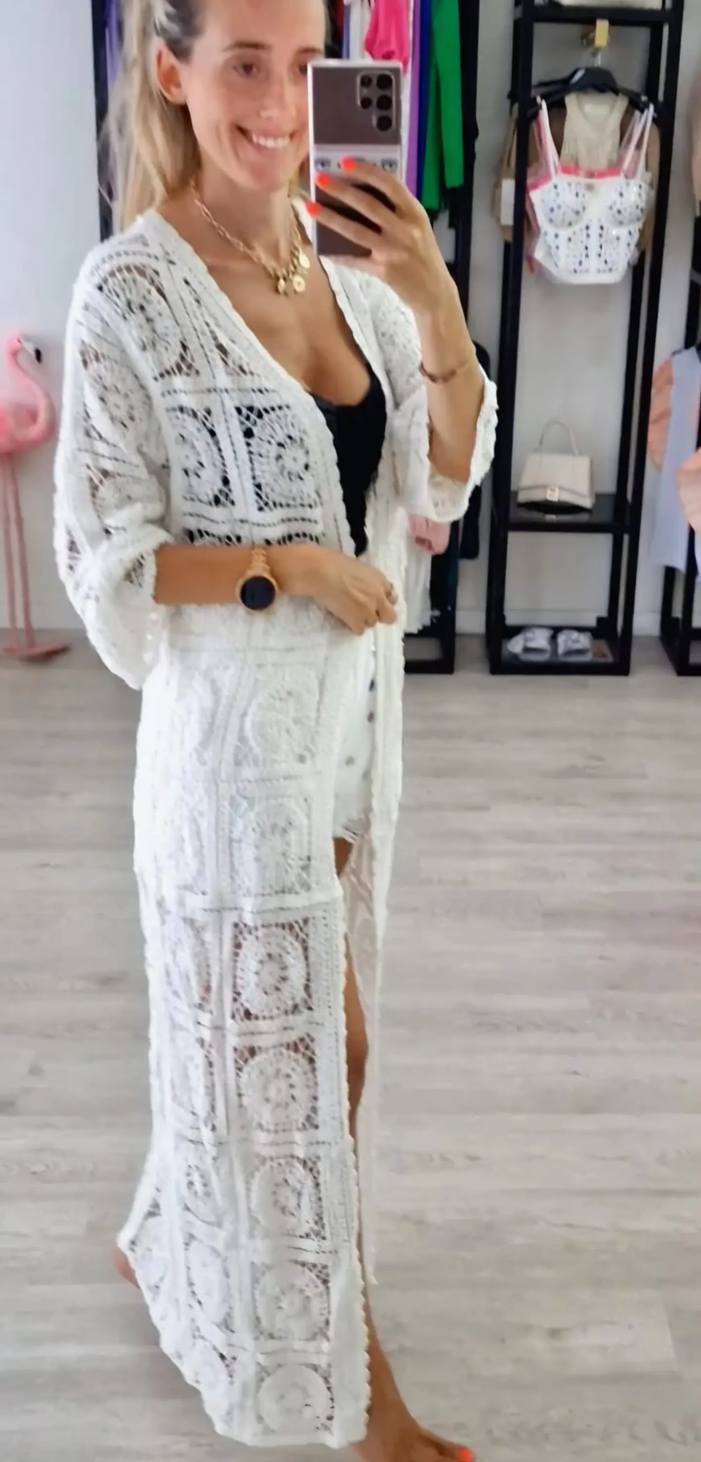 Casaco comprido em renda 8