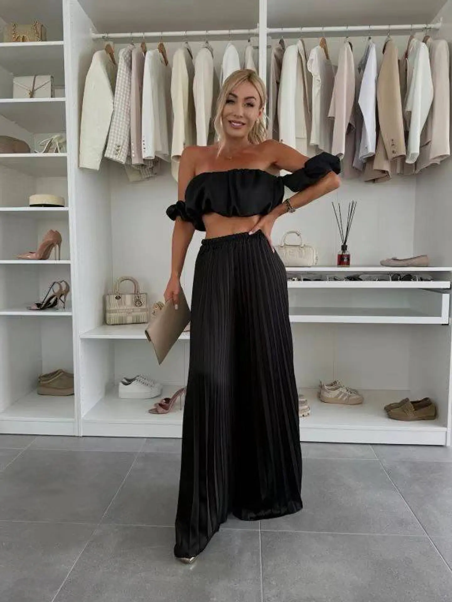 Conjunto de top e calça plissada 2