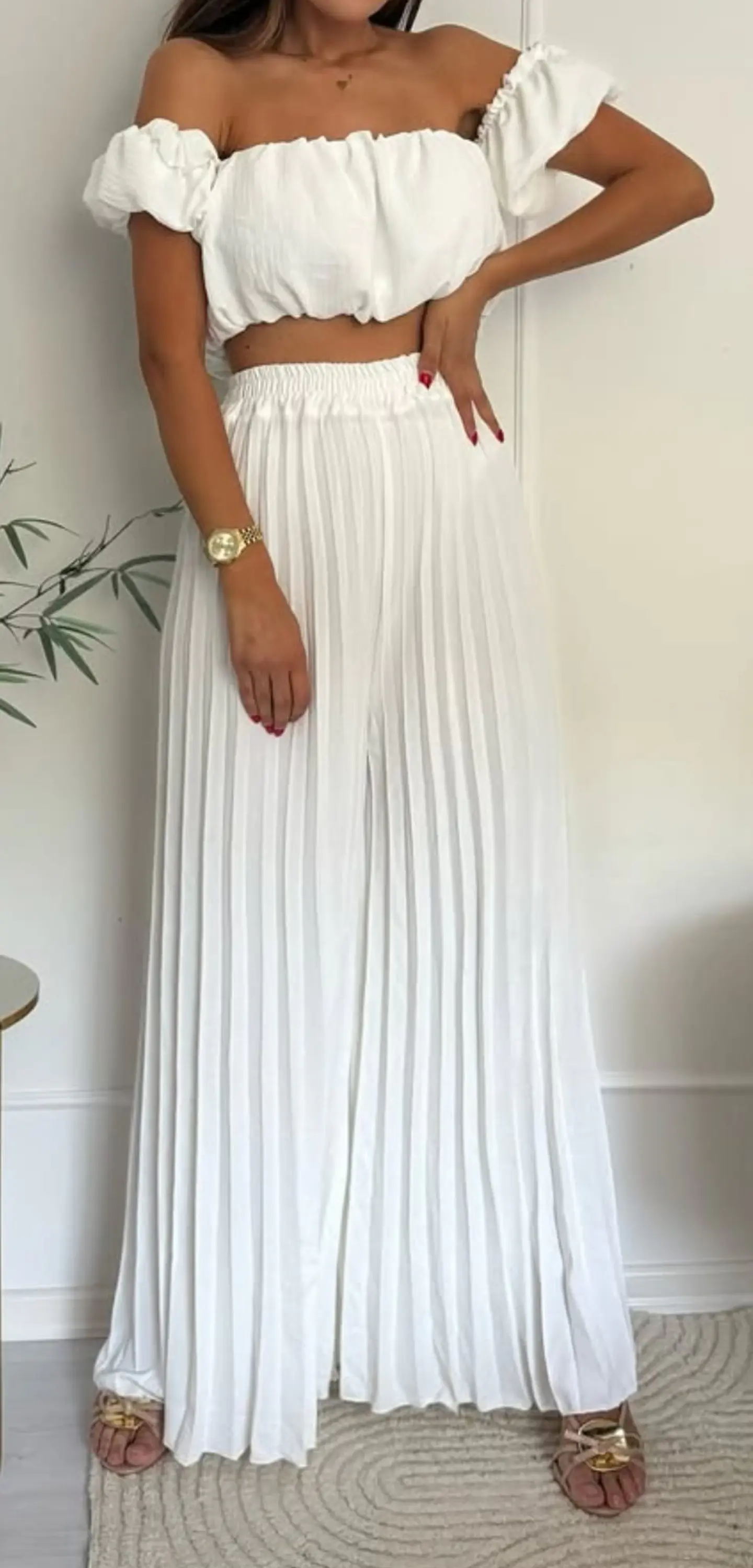 Conjunto de top e calça plissada 8