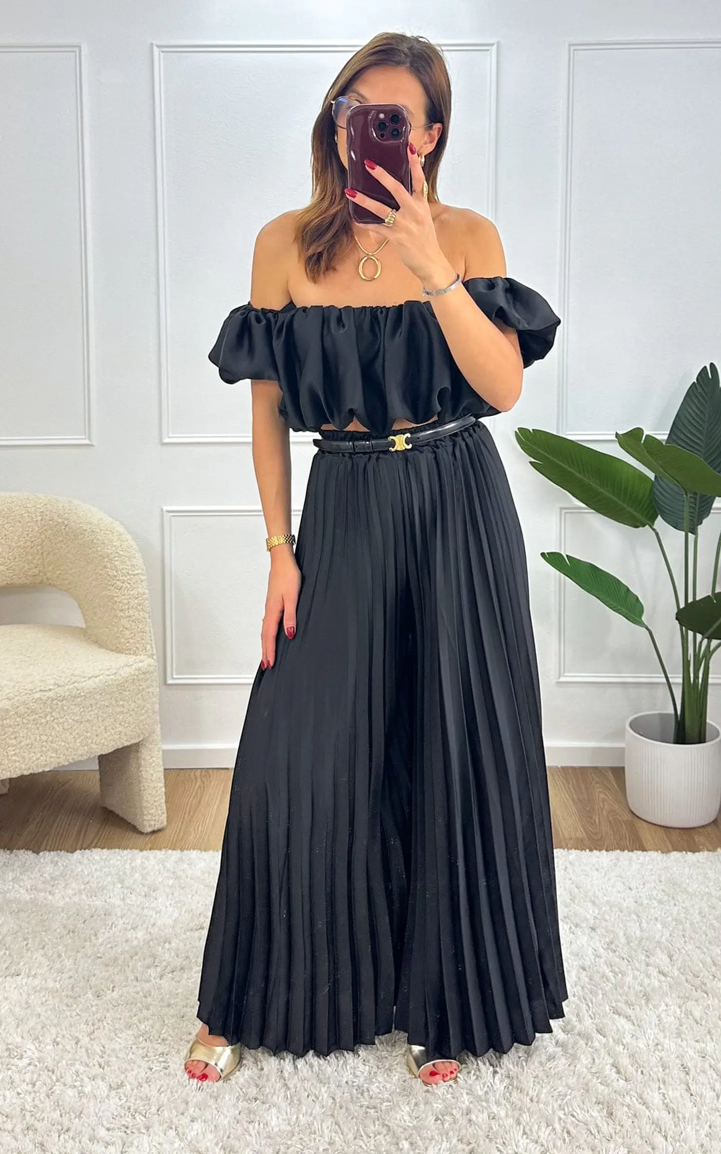 Conjunto de top e calça plissada 3