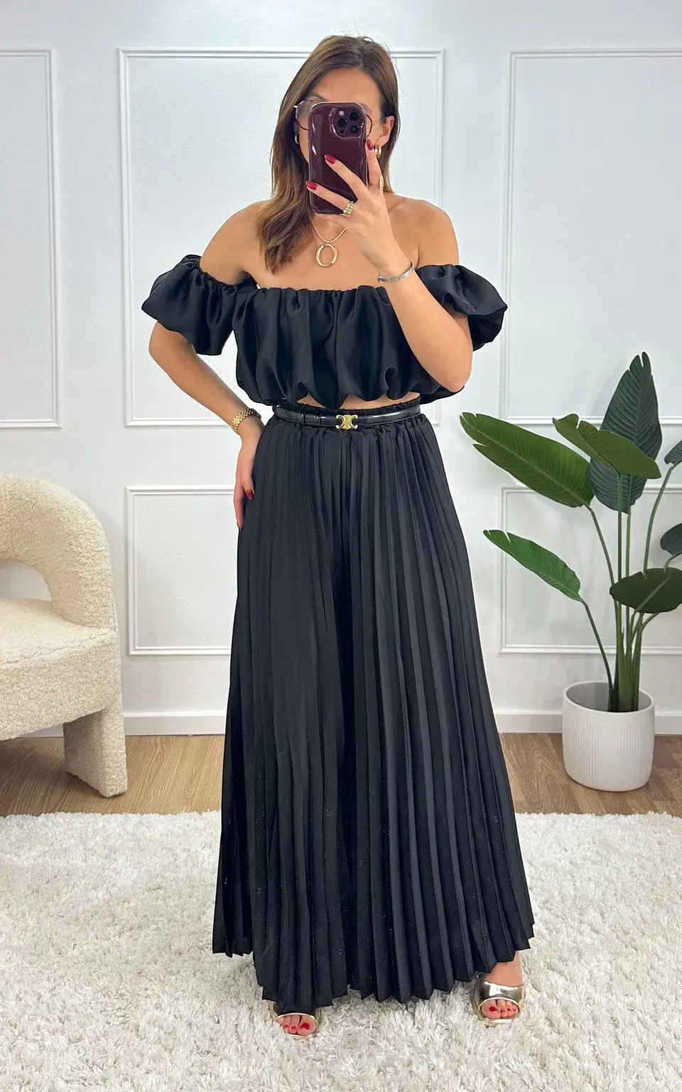 Conjunto de top e calça plissada 1