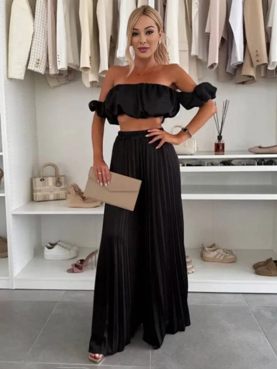 Conjunto de top e calça plissada 5