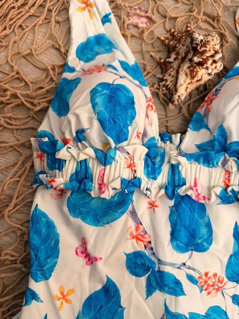 Fato de Banho Estampado Azul com Copa 5