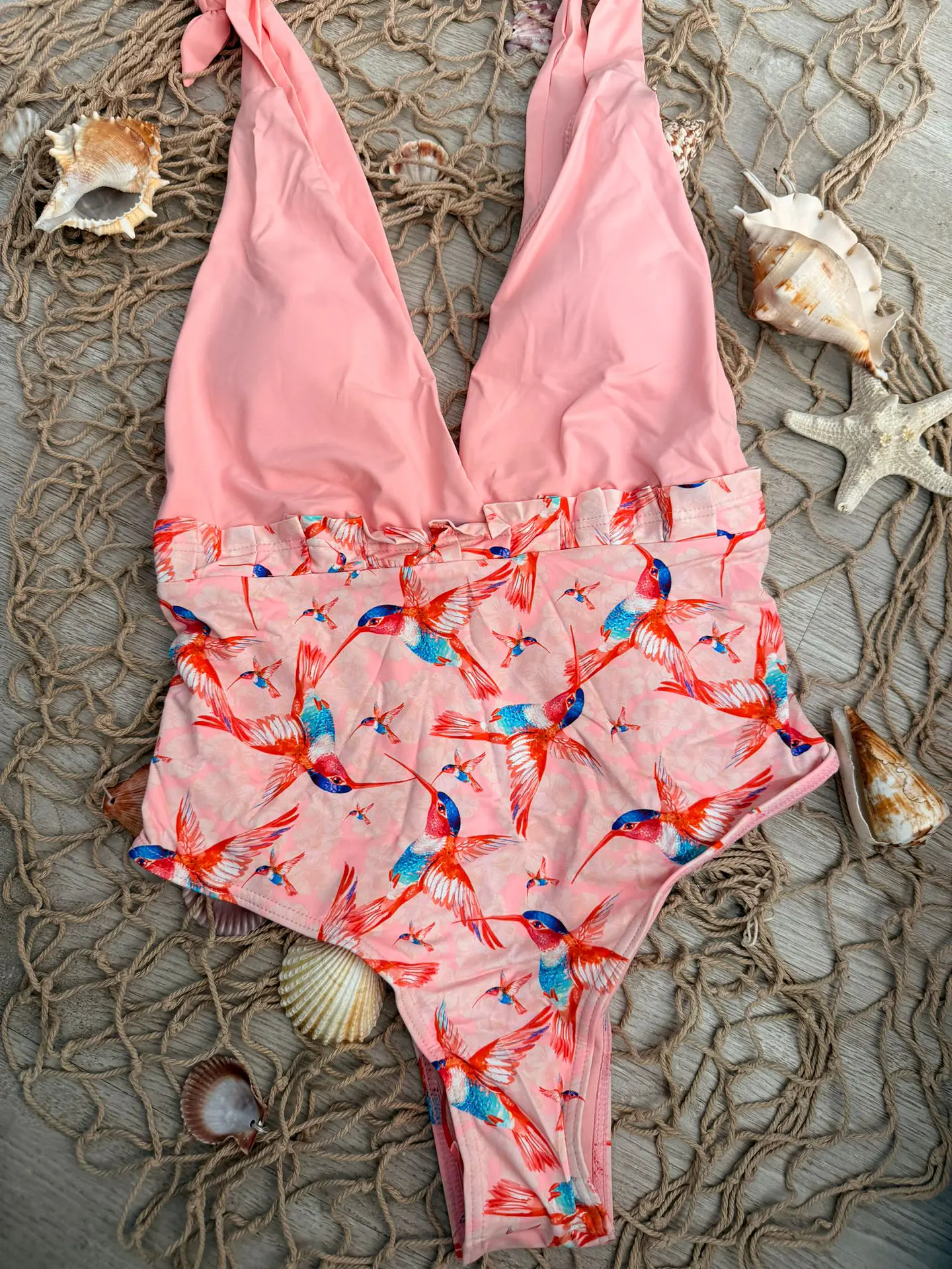 Fato de Banho Rosa Estampado com Copa 4