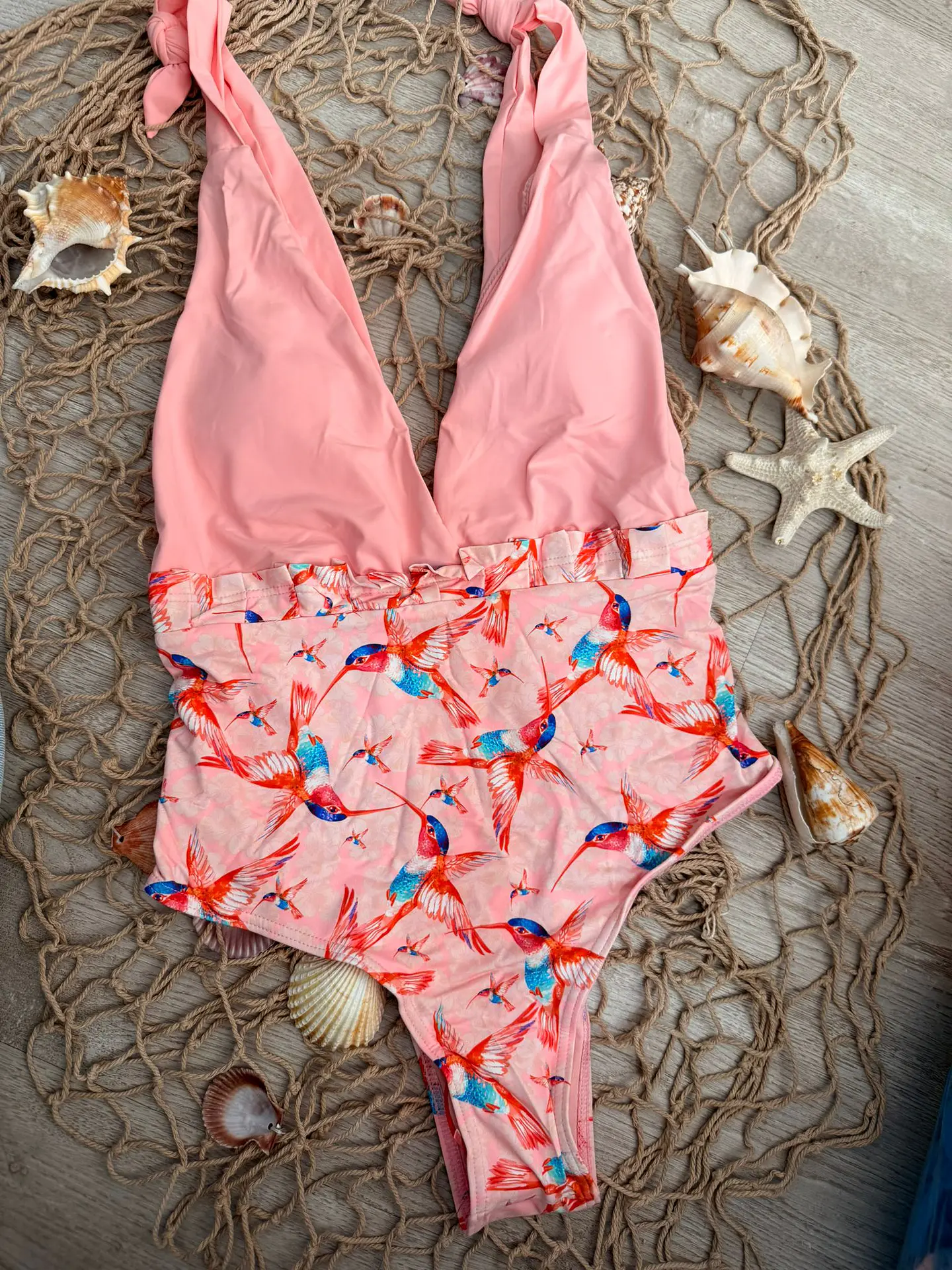 Fato de Banho Rosa Estampado com Copa 5