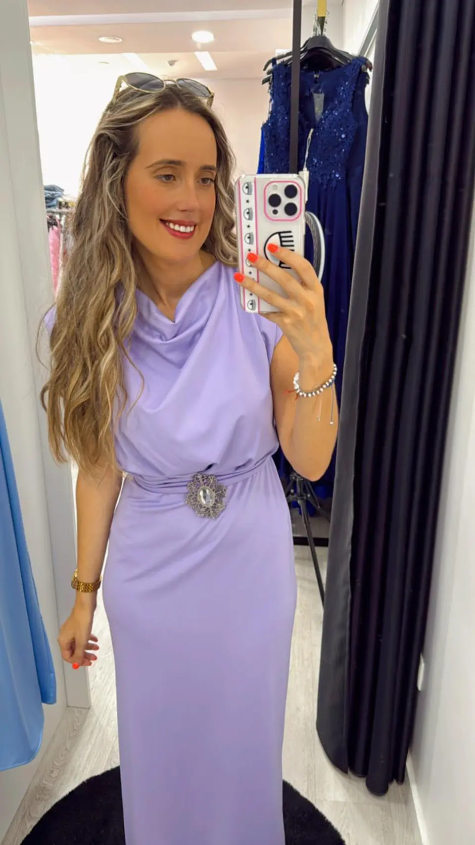 Vestido Midi com detalhe Cinto com Brilhante 4