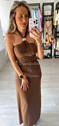 Vestido Comprido com Acessório Dourado no Peito - vignette 5