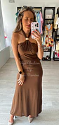 Vestido Comprido com Acessório Dourado no Peito - vignette 4