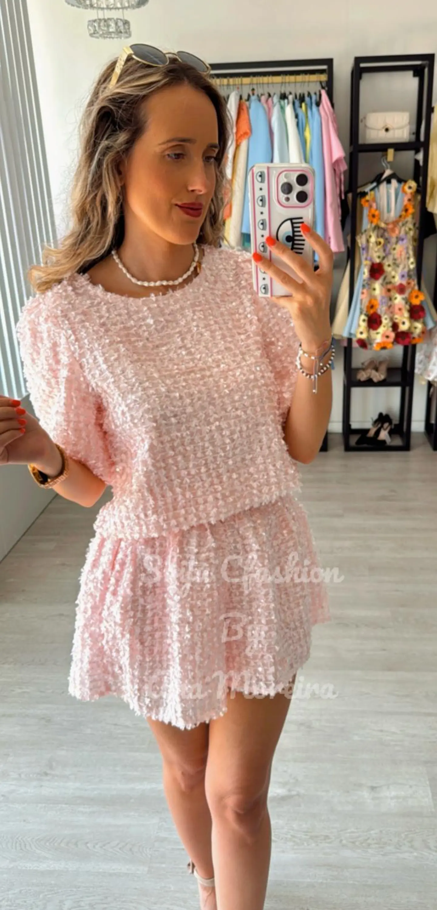 Conjunto Blusa mais Calção com Textura e Brilho 5