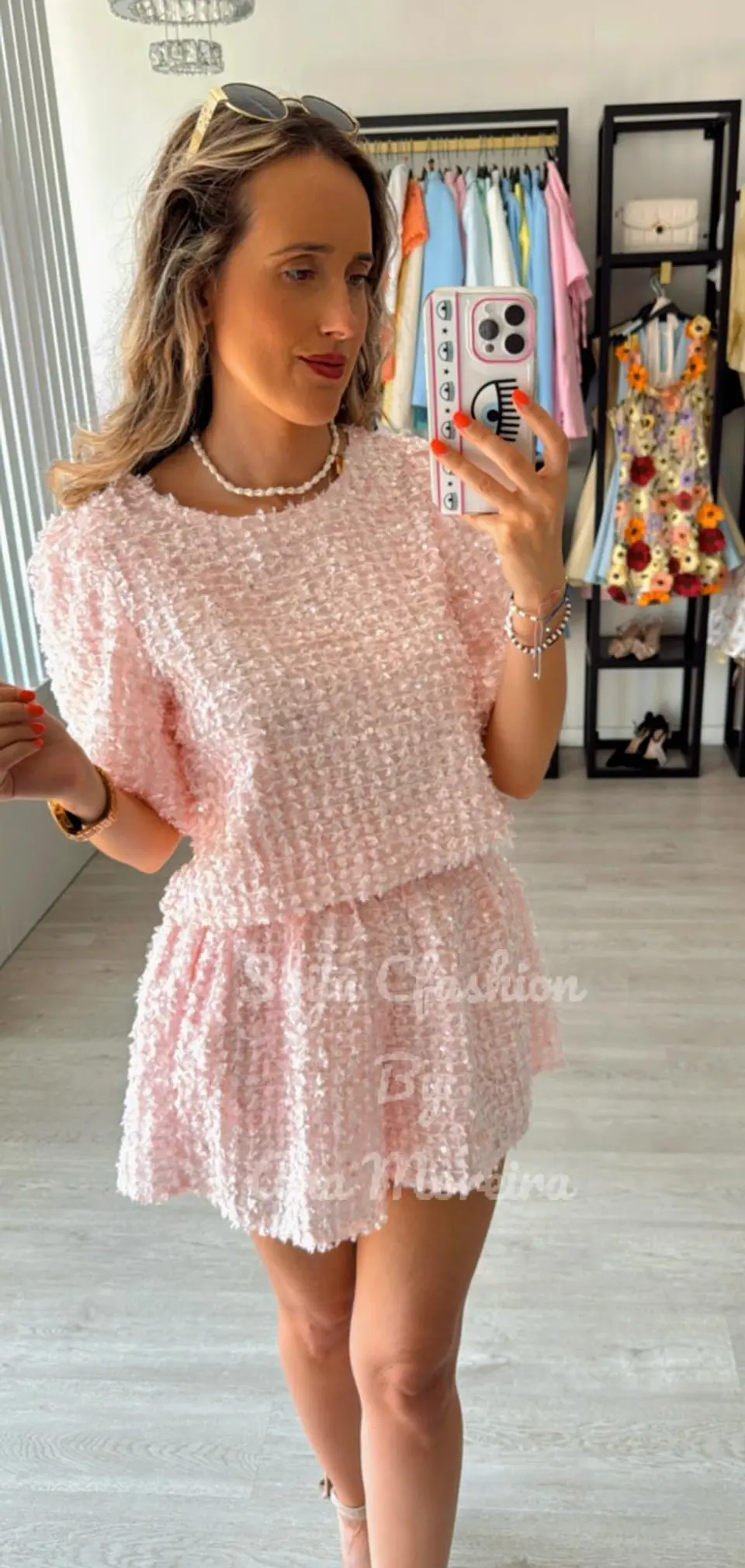 Conjunto Blusa mais Calção com Textura e Brilho 5