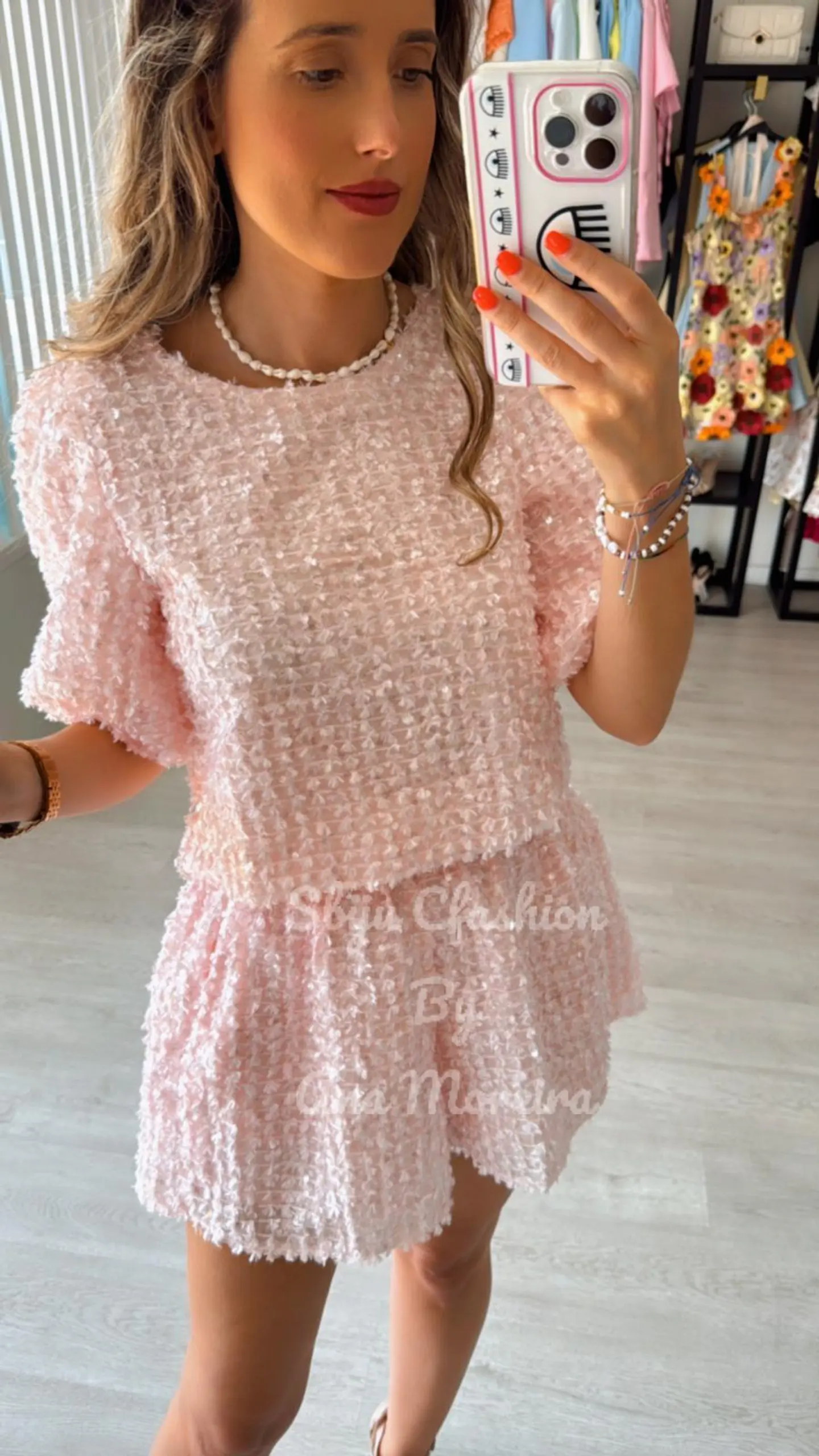 Conjunto Blusa mais Calção com Textura e Brilho 4