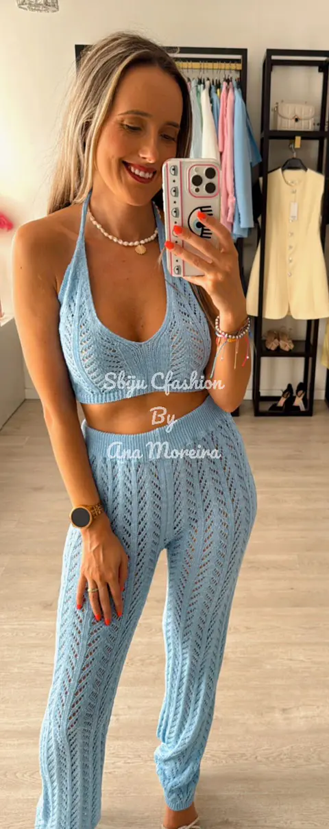 Conjunto de praia em croché 