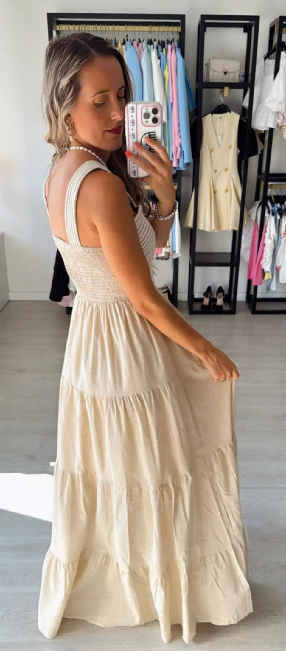 Vestido em linho com corpete em corda 2