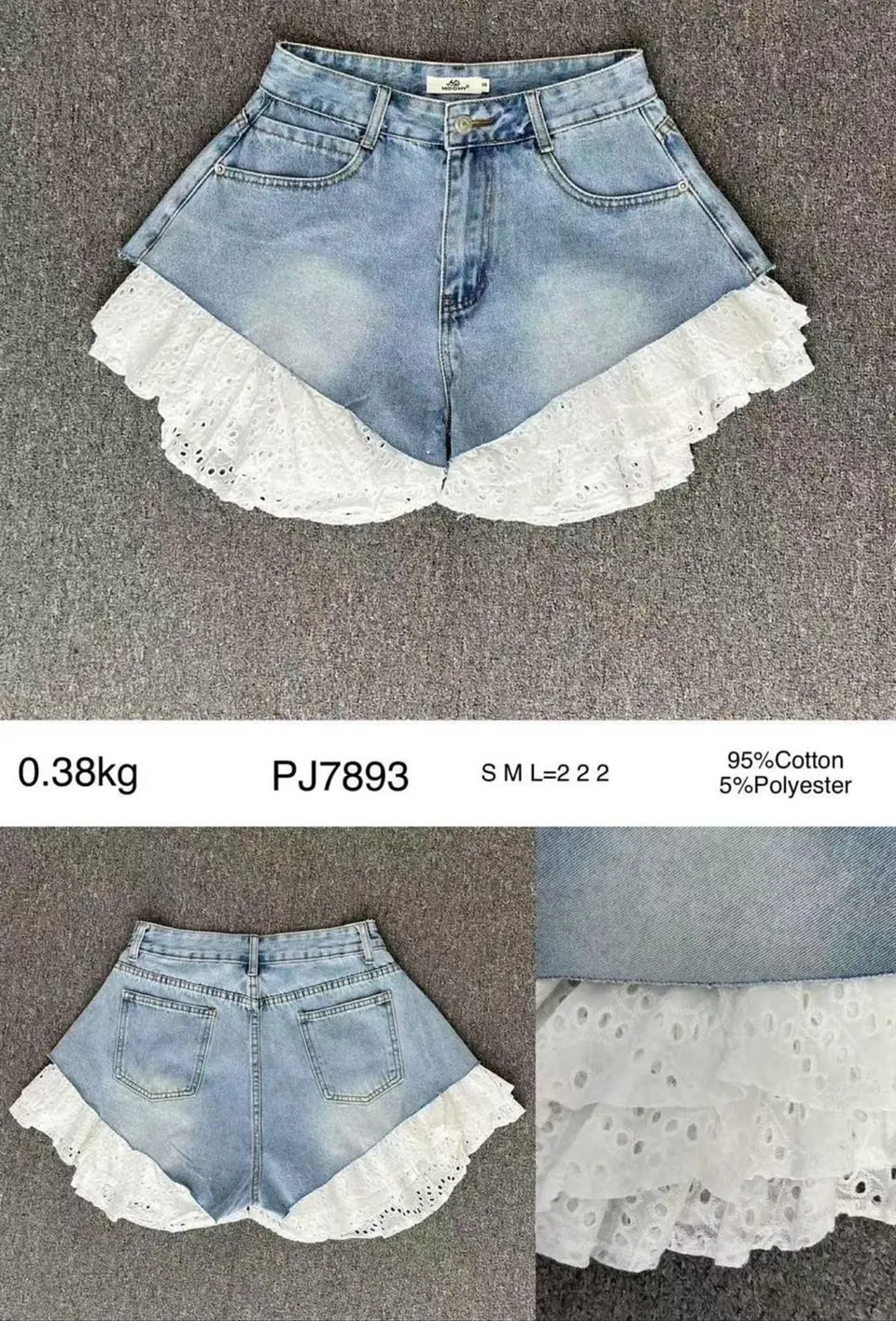 Calções com folhos em bordado inglês 6