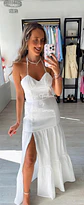 Vestido comprido estilo romântico com detalhe de racha - thumbnail 1