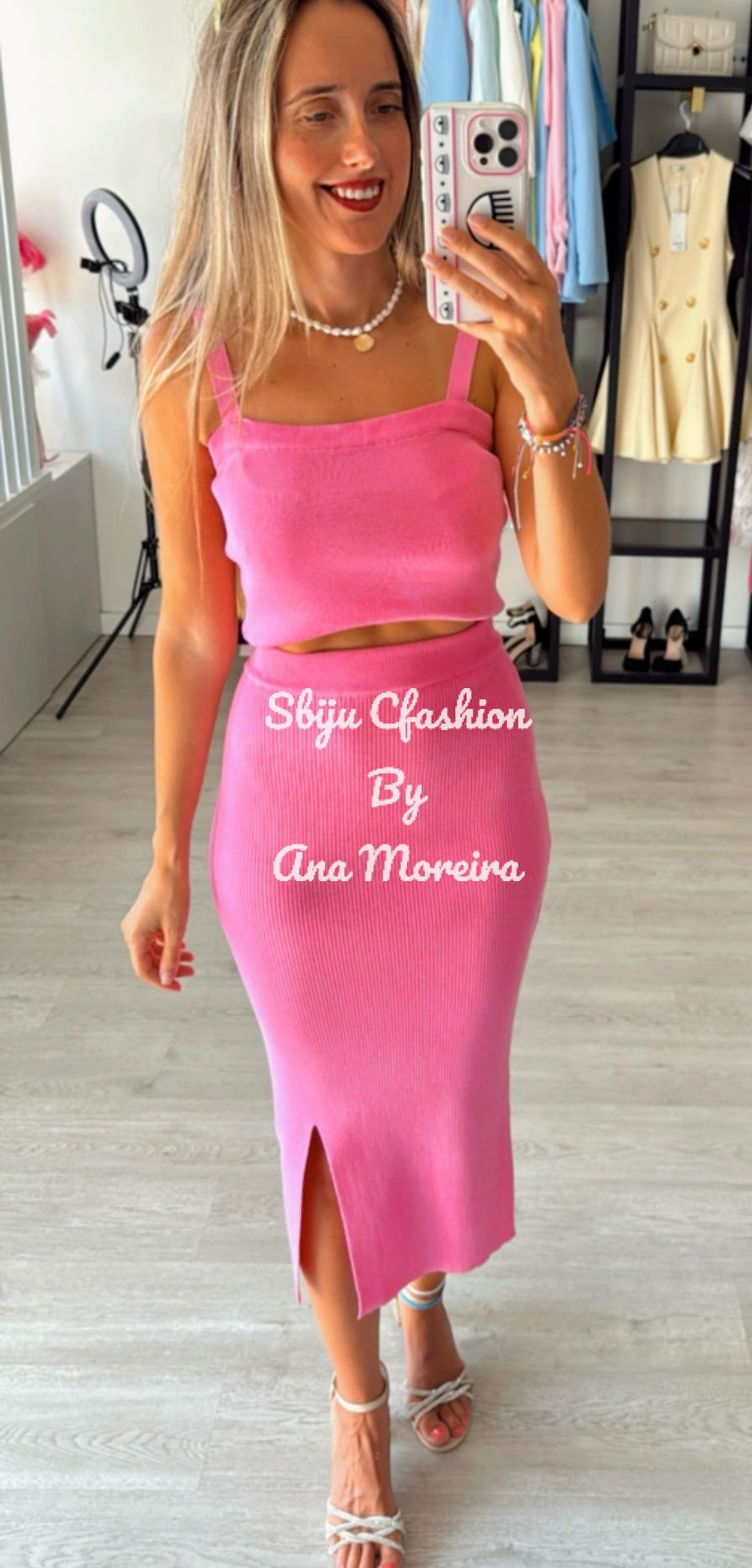 Conjunto de 3 Peças em Malha – Saia Midi, Top e Casaco 7