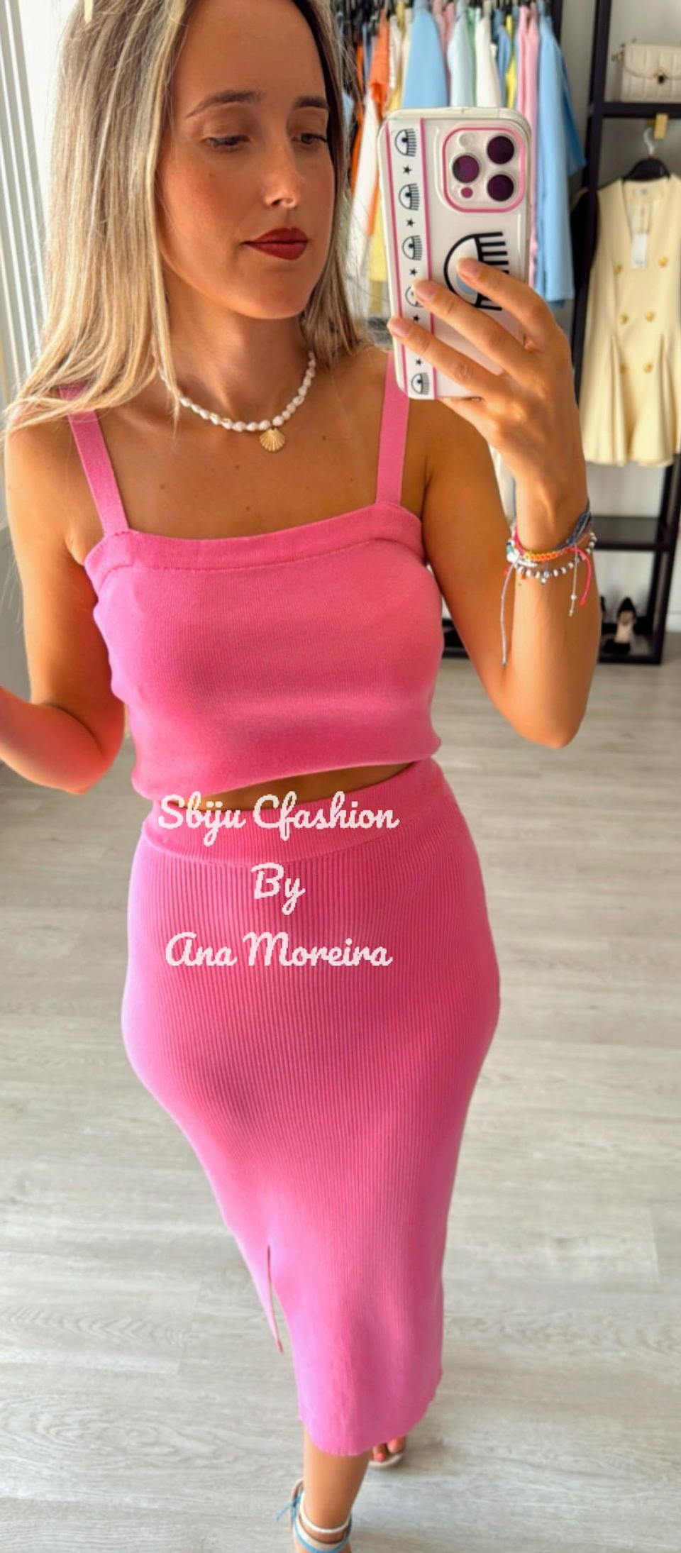 Conjunto de 3 Peças em Malha – Saia Midi, Top e Casaco 8