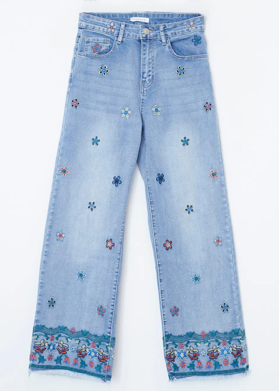 Calças de Ganga com Detalhes em Bordado 2