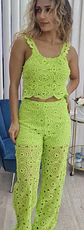 Conjunto Top e Calça em Croché - Tamanho M - Thumbnail 3