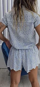 Conjunto calção e camisa azul com flores bordadas - Vorschaubild 2