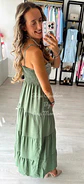 Vestido comprido com detalhe em corda no peito - Thumbnail 6