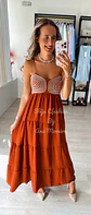 Vestido comprido com detalhe em corda no peito - Thumbnail 3