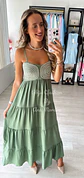 Vestido comprido com detalhe em corda no peito - Thumbnail 5