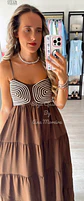 Vestido comprido com detalhe em corda no peito - Thumbnail 14
