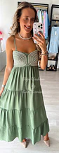 Vestido comprido com detalhe em corda no peito - Thumbnail 9