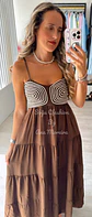 Vestido comprido com detalhe em corda no peito - Thumbnail 16