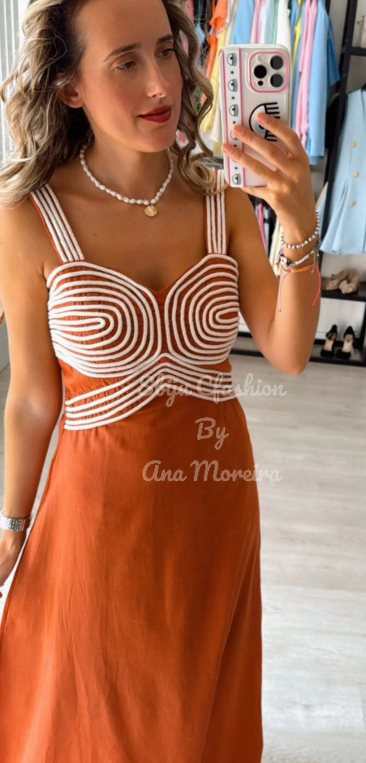 Vestido em linho com detalhes em corda 8