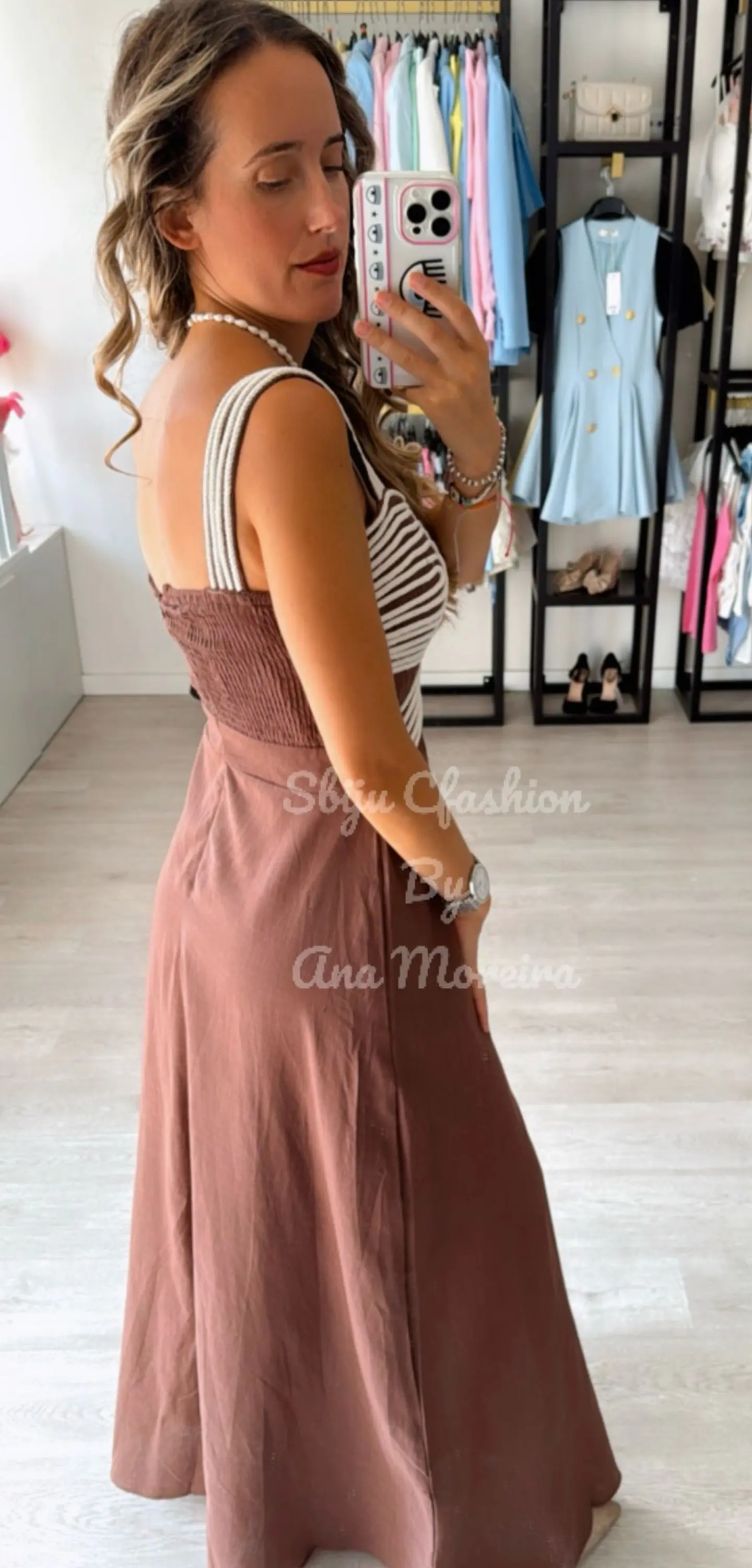 Vestido em linho com detalhes em corda 5